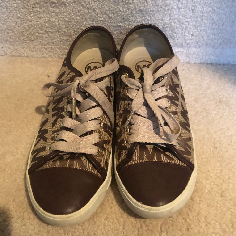 Michael Kors Logo Sneakers Brown Tan - Picture 3 of 7